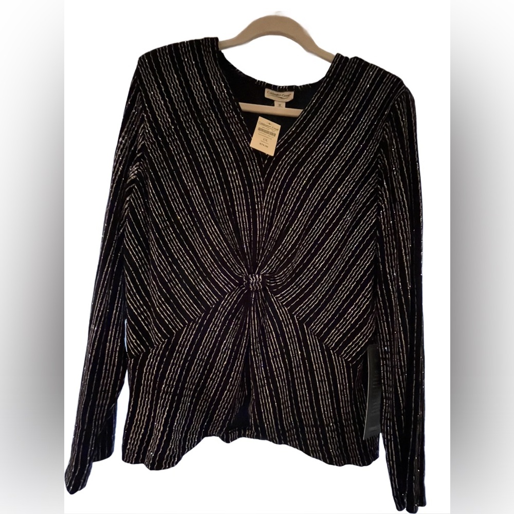Coldwater Creek Elegant black/silver Sparkle Blouse 1X (NWT)